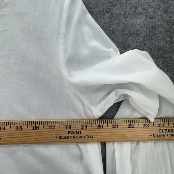 Sundance Womens Long Sleeve Ruffle Neck Hi Lo Blouse Size M White Cotton Boho - Picture 9 of 9